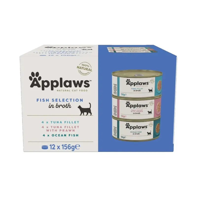 Applaws Natural Fish Selection In Broth Tins Cat Food - X 156G Size 12