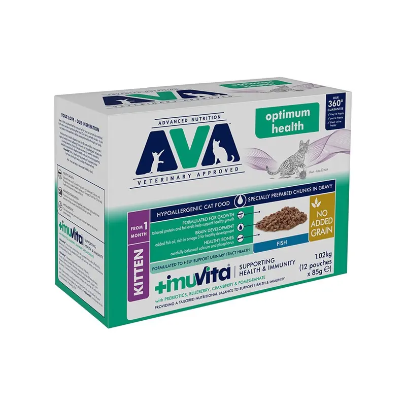 Ava Veterinary Approved Optimum Health Wet Kitten Food Fish In Gravy 12X85G