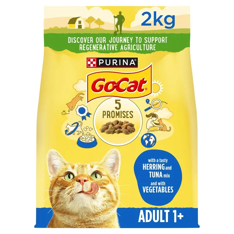 Go Cat Dry Adult Cat Food Tuna Herring & Veg 2Kg