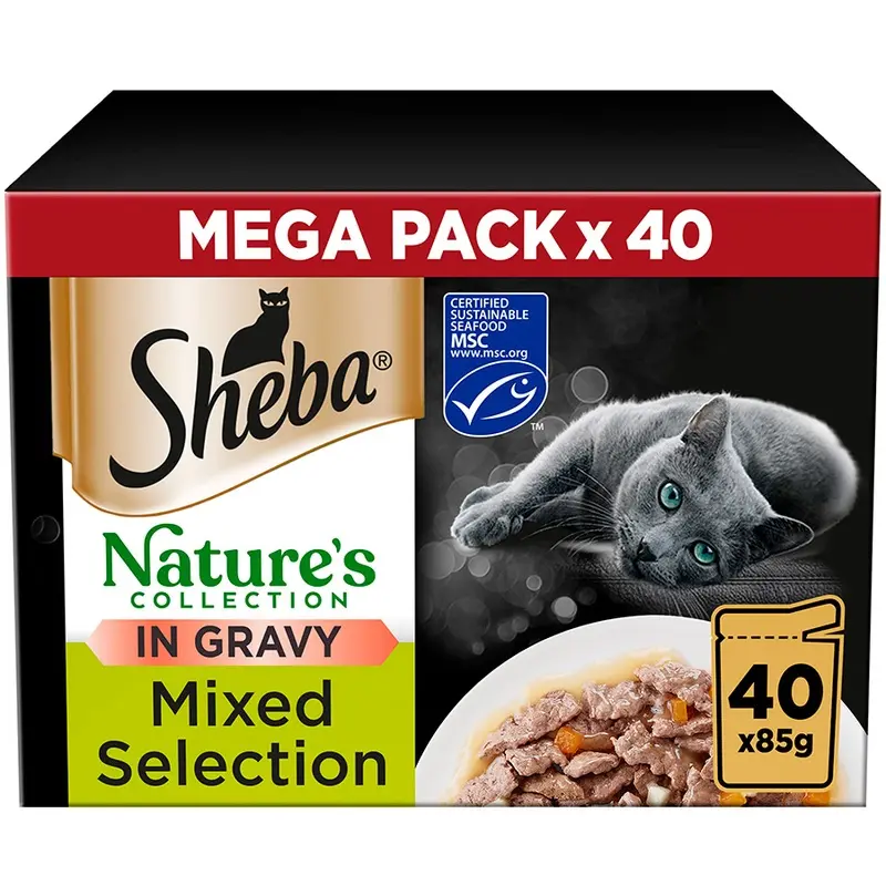 Sheba Natures Collection Wet Adult Cat Food Mixed Selection In Gravy 40 X 85G