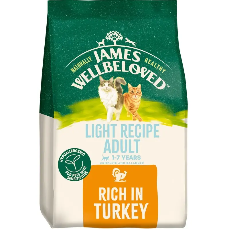 James Wellbeloved Light Adult Turkey & Rice Dry Cat Food - 4.5Kg