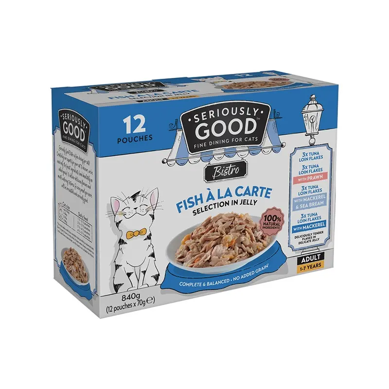 Seriously Good Fish A La Carte Selection Wet Adult Cat Food In Jelly 12 X 70G