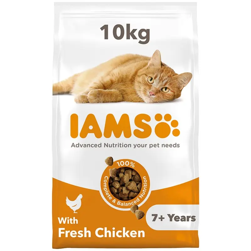 Iams Dry Senior Cat Food Chicken 10Kg