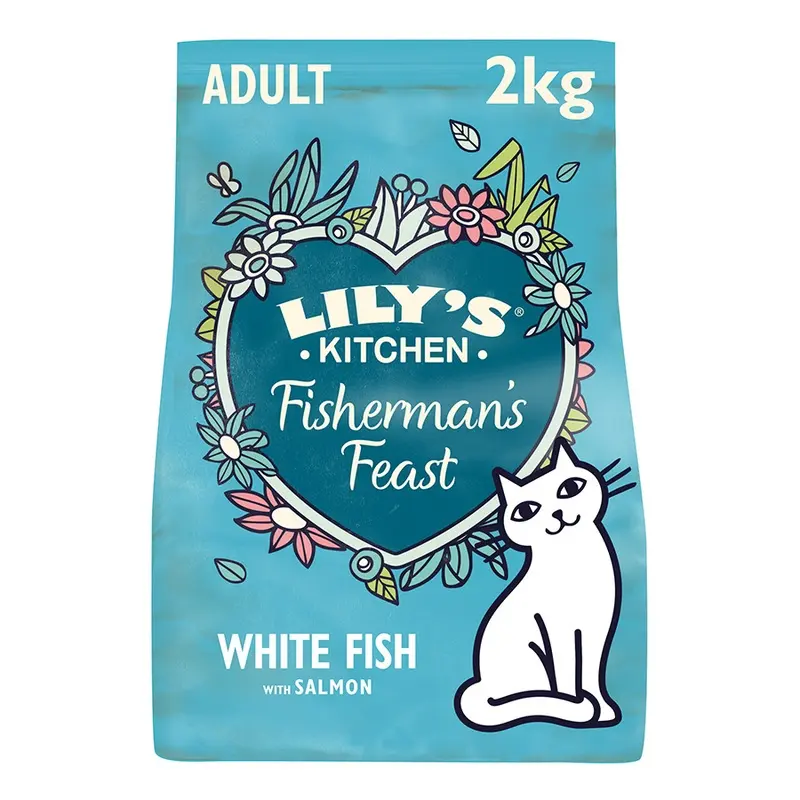 Lilys Kitchen Fishermans Feast Dry Adult Cat Food White Fish & Salmon 2Kg