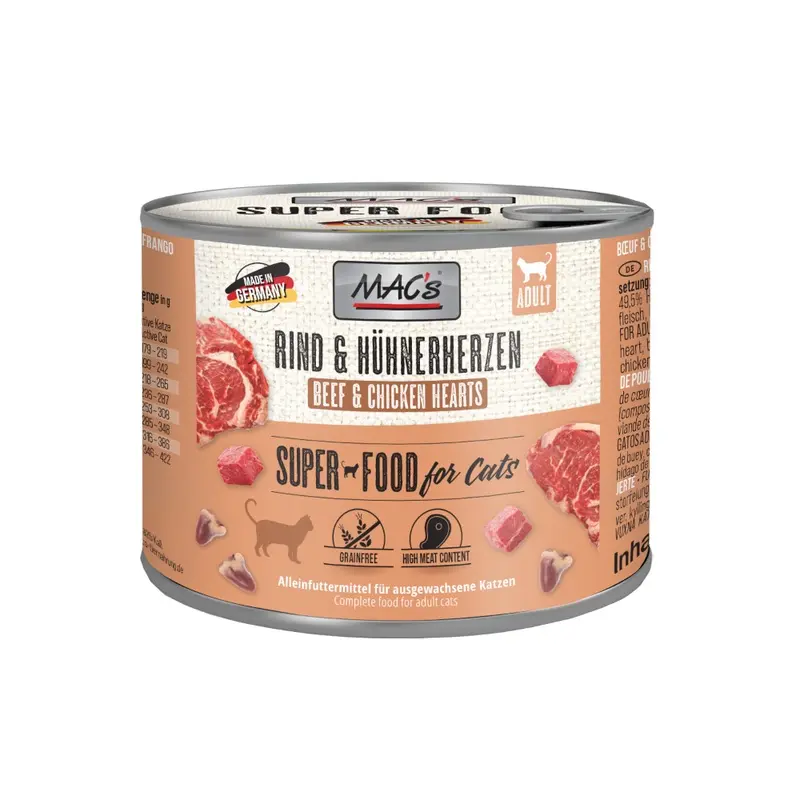 Macs Cat 6 X 200G - Beef & Chicken Hearts