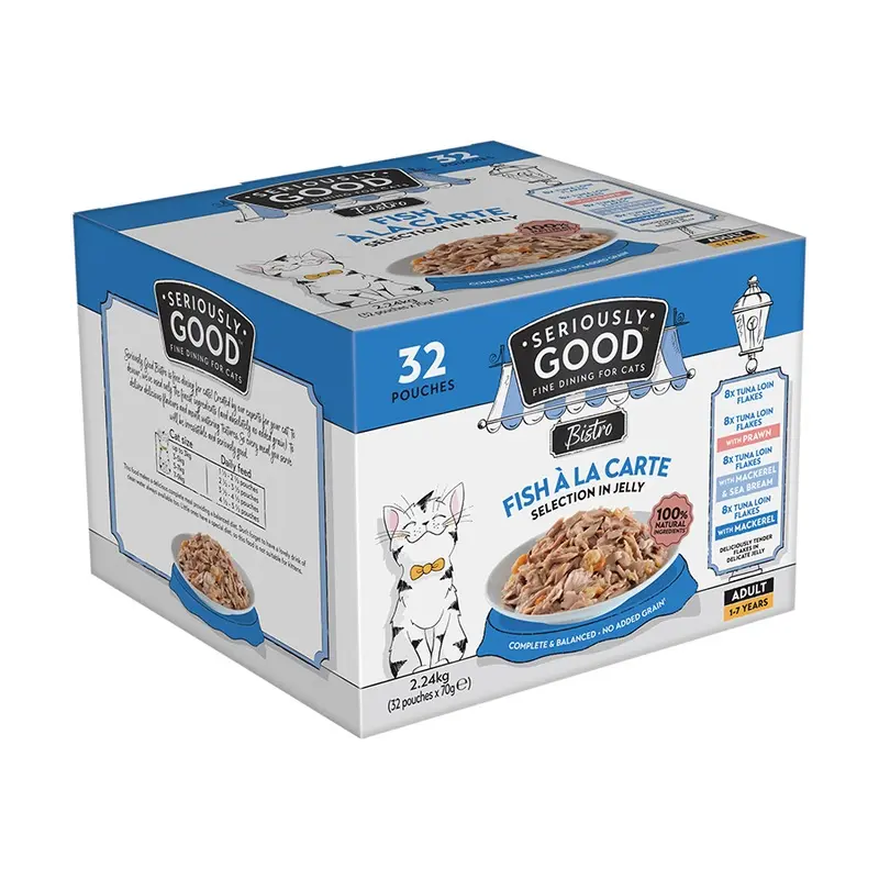 Seriously Good Fish A La Carte Selection Wet Adult Cat Food In Jelly 32 X 70G