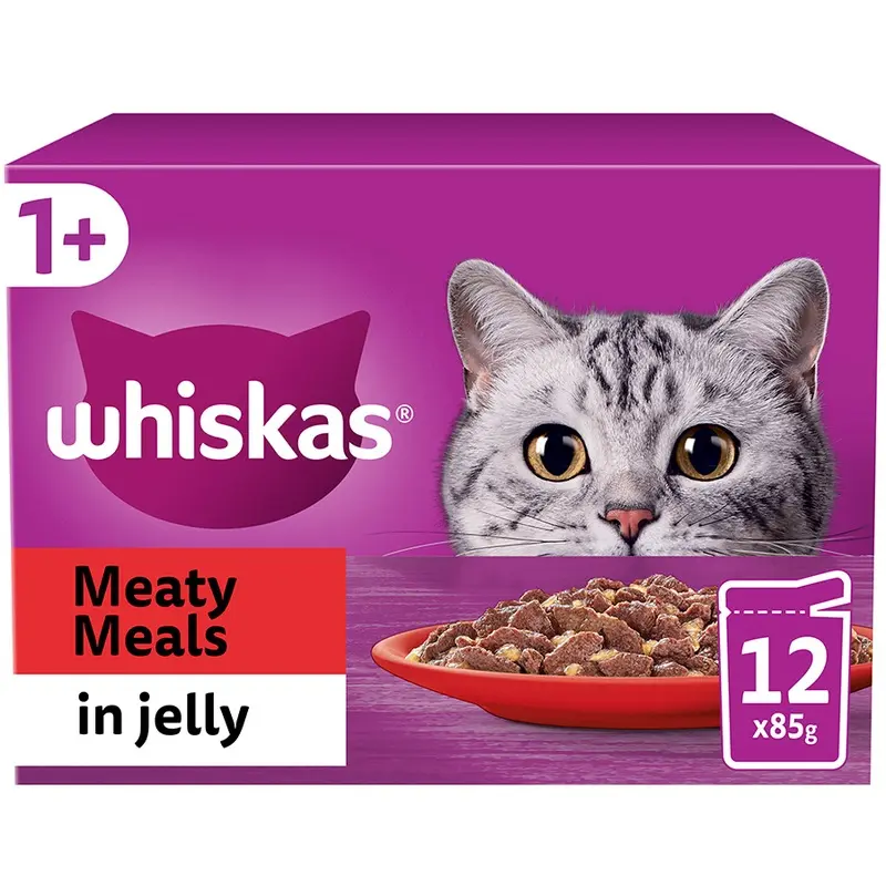 Whiskas Wet 1+ Adult Cat Food Meaty Meals In Jelly 12X85G Pouches