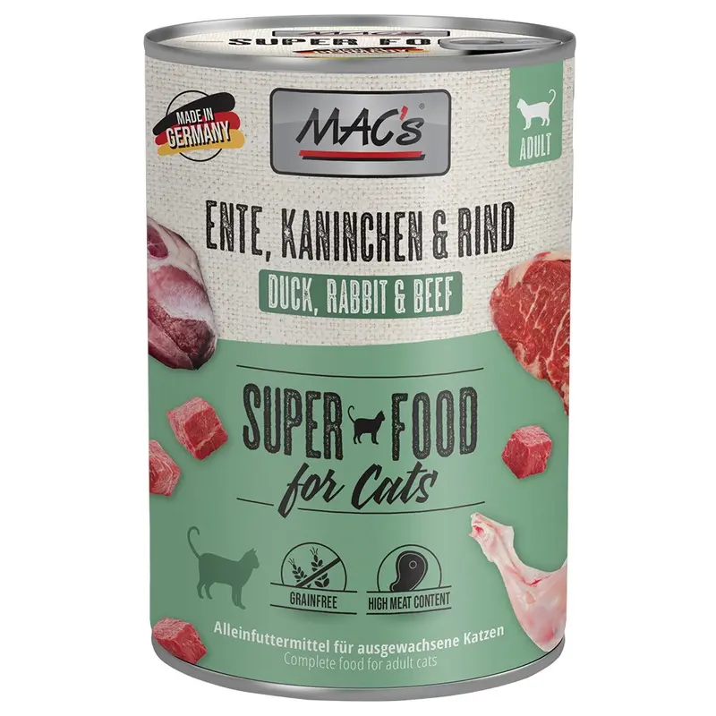 Macs Cat 6 X 400G - Duck, Rabbit & Beef