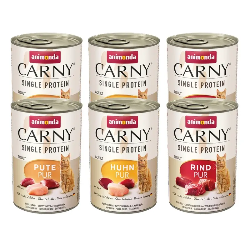 Animonda Carny Single Protein Adult Trial Pack 6 X 400G - Mixed Pack