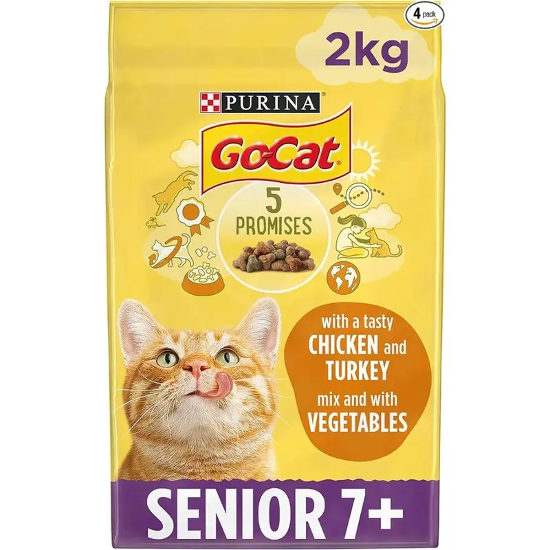 Go-Cat Senior Chicken & Veg Dry Cat Food, Pack Of 4 2Kg