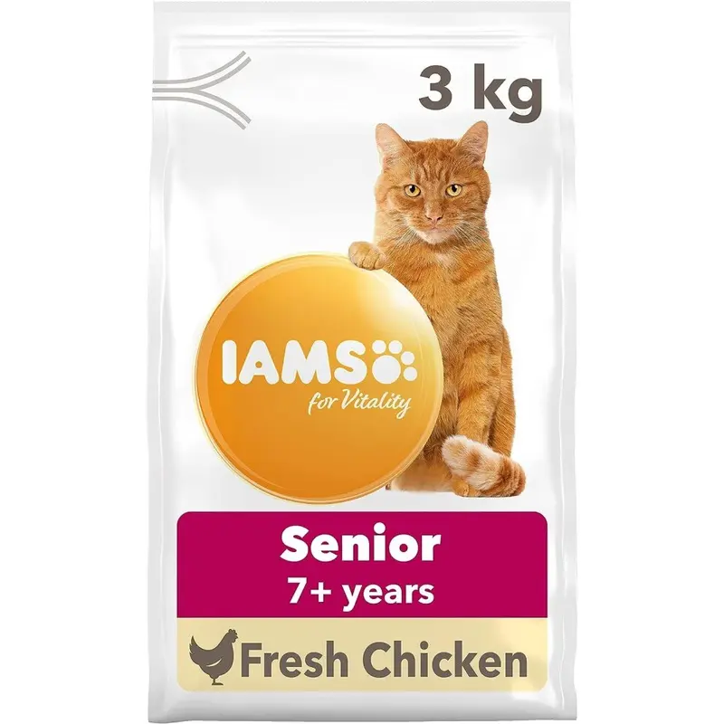 New Iams Complete For Senior 7+ Cats With Chicken 3 Kg Dry Cat Food Size 7