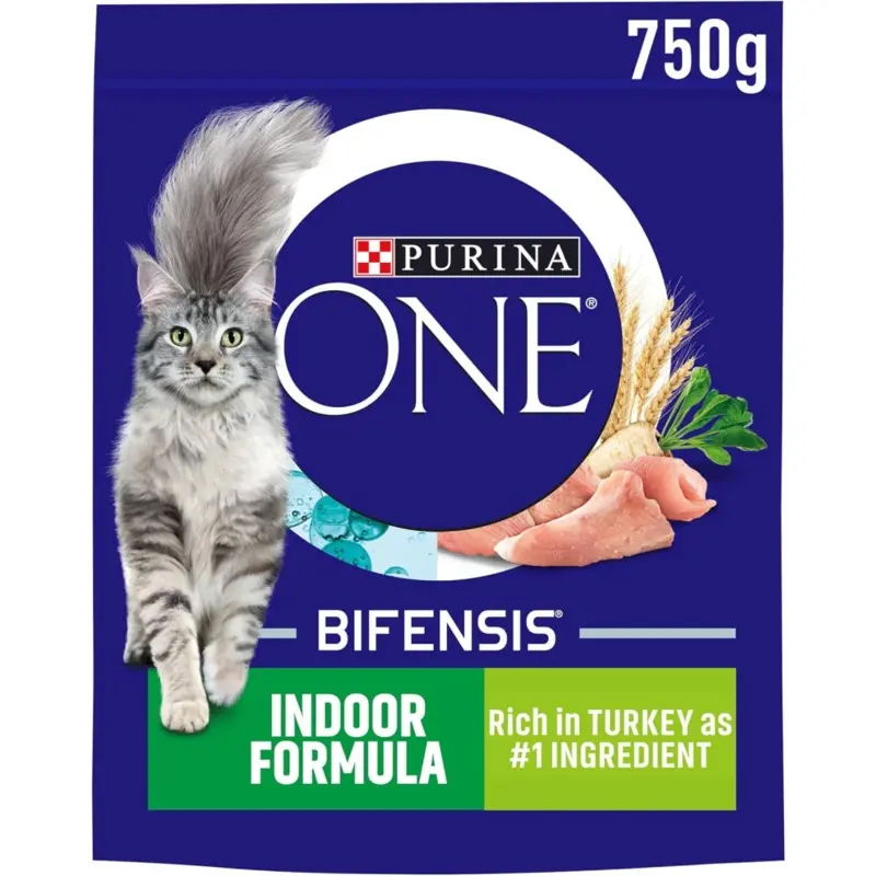 New Purina One Indoor Cat Adult Dry Cat Food Rich In Turkey, Pack Of 4 750G