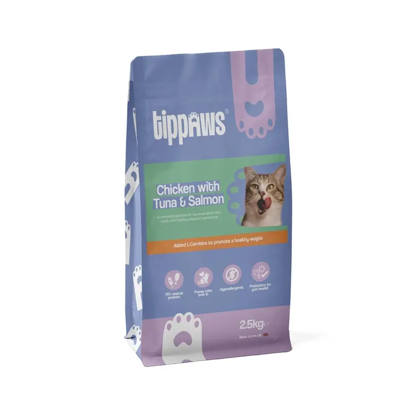 Tippaws Salmon Chicken, Tuna & - Dry Cat Food For Neutered Cats