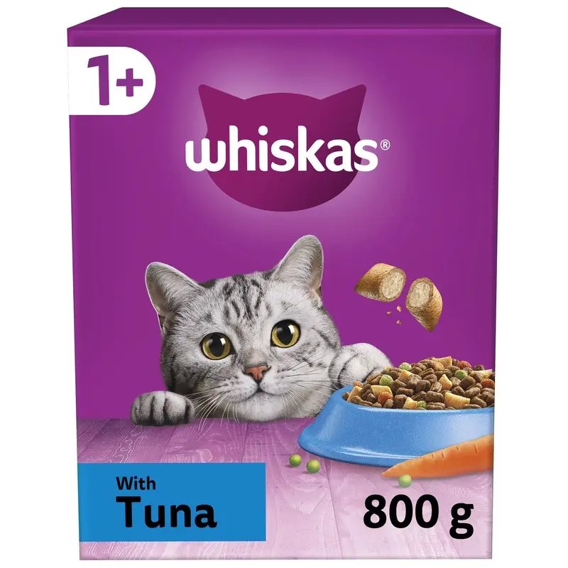 Whiskas 1+ Tuna Pack of 5 x 800 g Bags, Adult Cat Dry Food