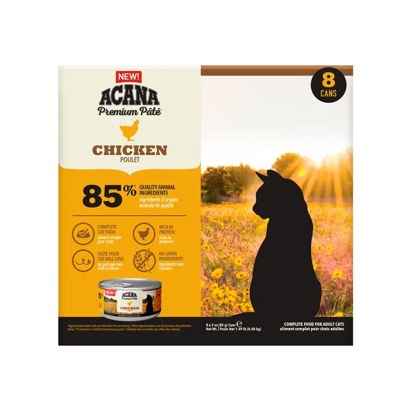 Acana Premium Pate Adult Wet Cat Food Chicken 8 X 85G