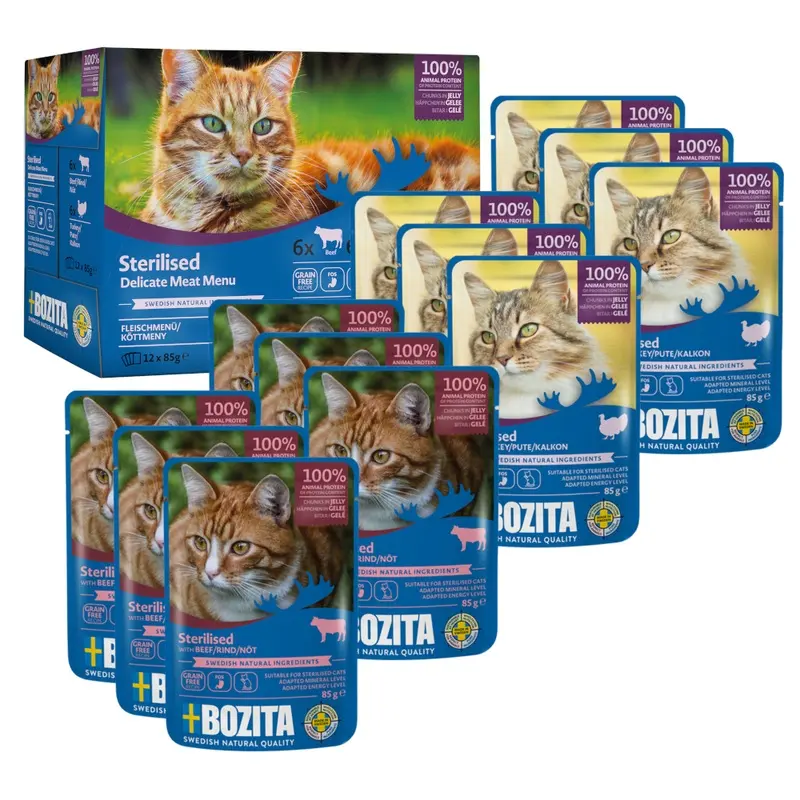 Bozita Sterilised Chunks In Jelly 12 X 85G - Mixed Pack