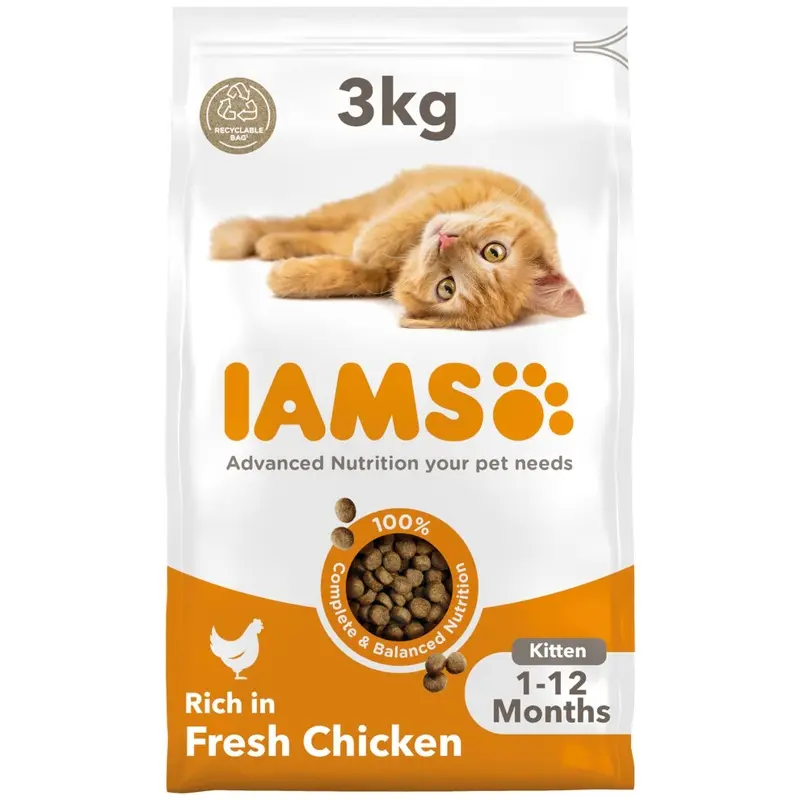 Iams For Vitality Dry Kitten Food With Fresh Chicken, 3 Kg, Packaging May Vary 3Kg