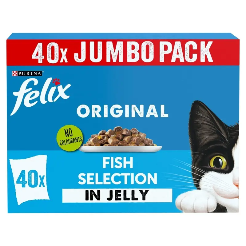 New Felix Original Fish Favourites In Jelly Wet Cat Food 40X85g 12573408