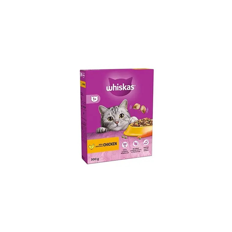New Whiskas 1+ Adult Cat Dry Food Chicken (Pack Of 6) 300G