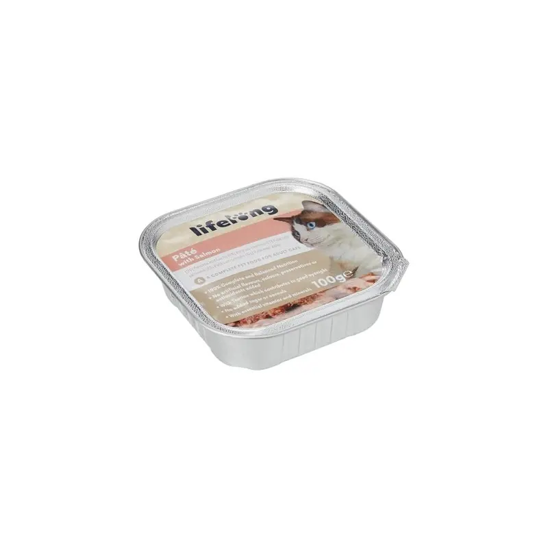 By Amazon Salmon Wet Cat Food, Pat With, Pack Of 16 (Previously Lifelong) 100G