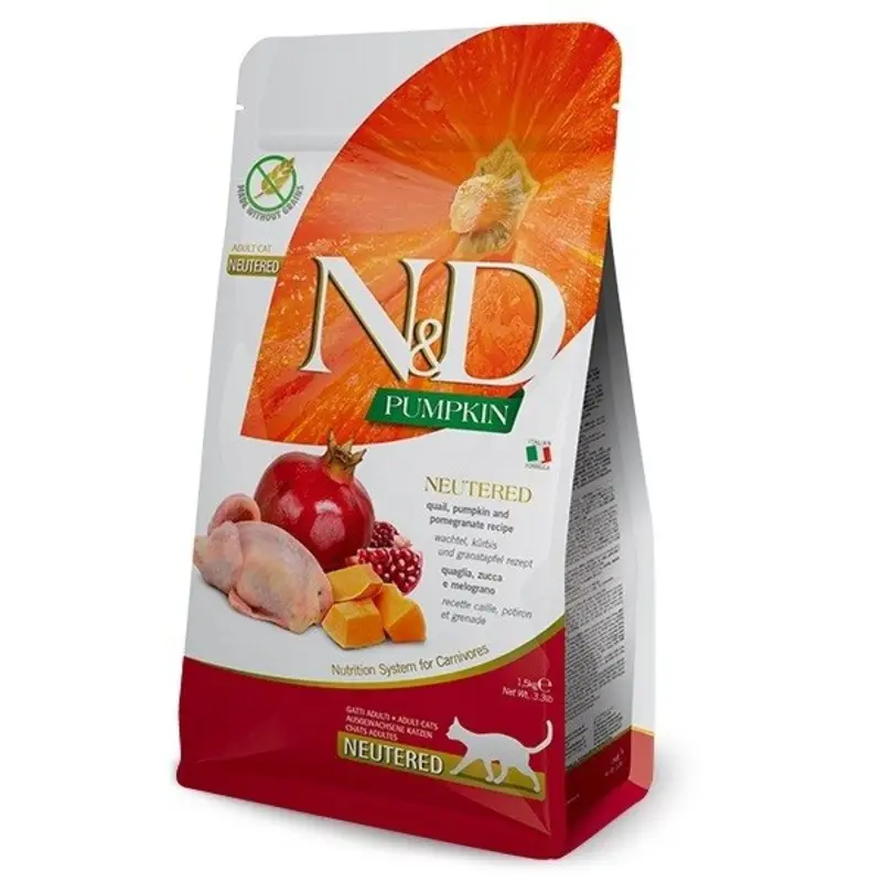 Farmina Nandd Pumpkin In Quail And Pomegranate For Neutered Adult Cats - Grain 1.5Kg