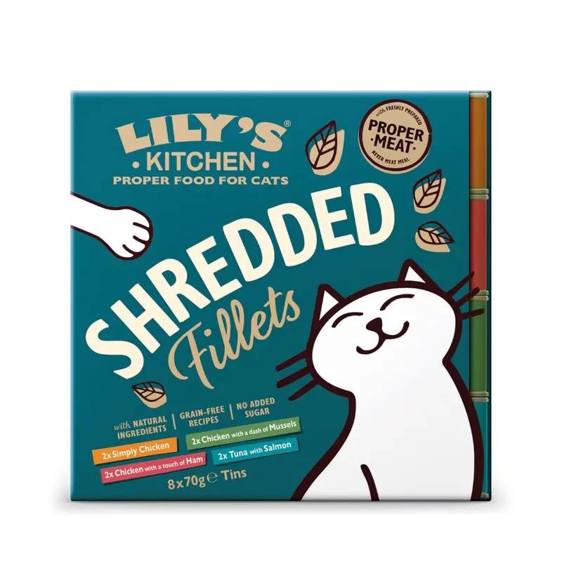 Lilys Kitchen Grain Shredded Fillet Multipack Wet Cat Food Tins - X 70G Size 16