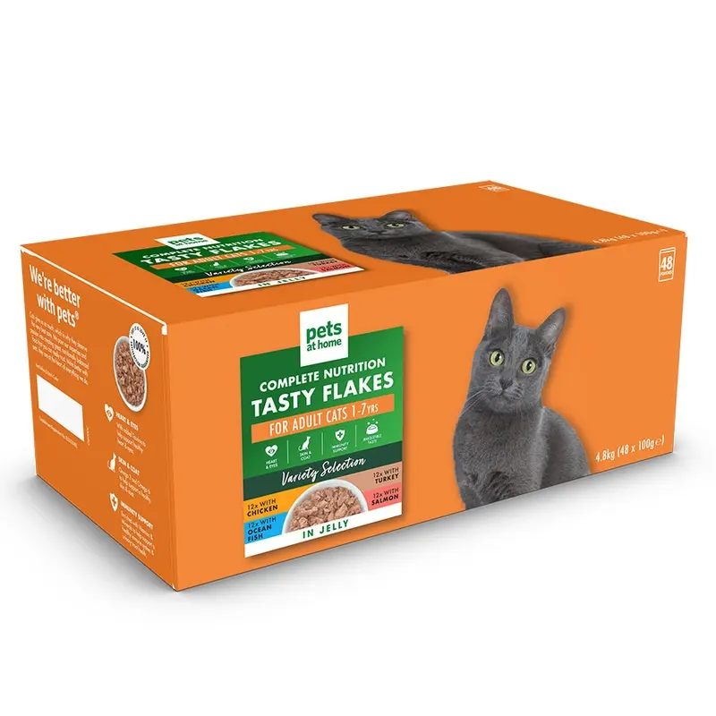 Pets At Home Tasty Flakes Variety Selection In Jelly Wet Adult Cat Food 48X100G