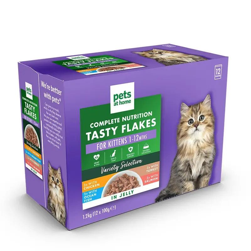 Pets At Home Tasty Flakes Variety Selection In Jelly Wet Kitten Food 12X100G