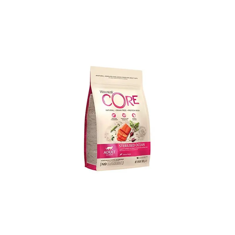 Wellness Core Grain/Salmon Sterilised Cat Food Dry, Free, 300 G