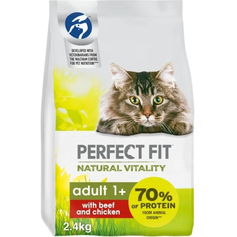 Perfect Fit Complete Natural Vitality With Beef And Chicken Cat Food - 2.4Kg