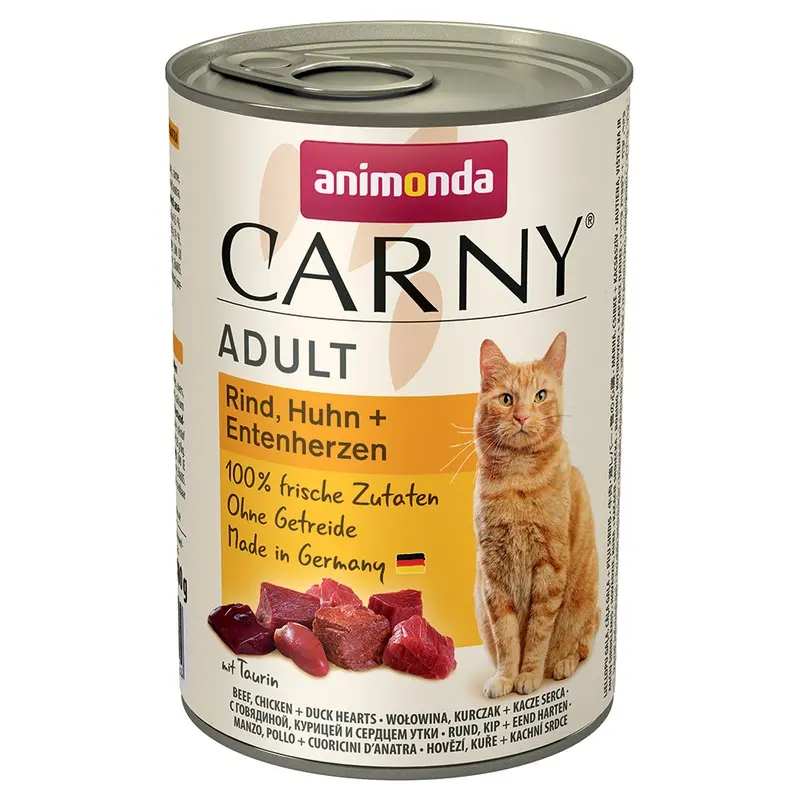 Animonda Carny Adult 6 X 400G - Beef, Chicken & Duck Hearts