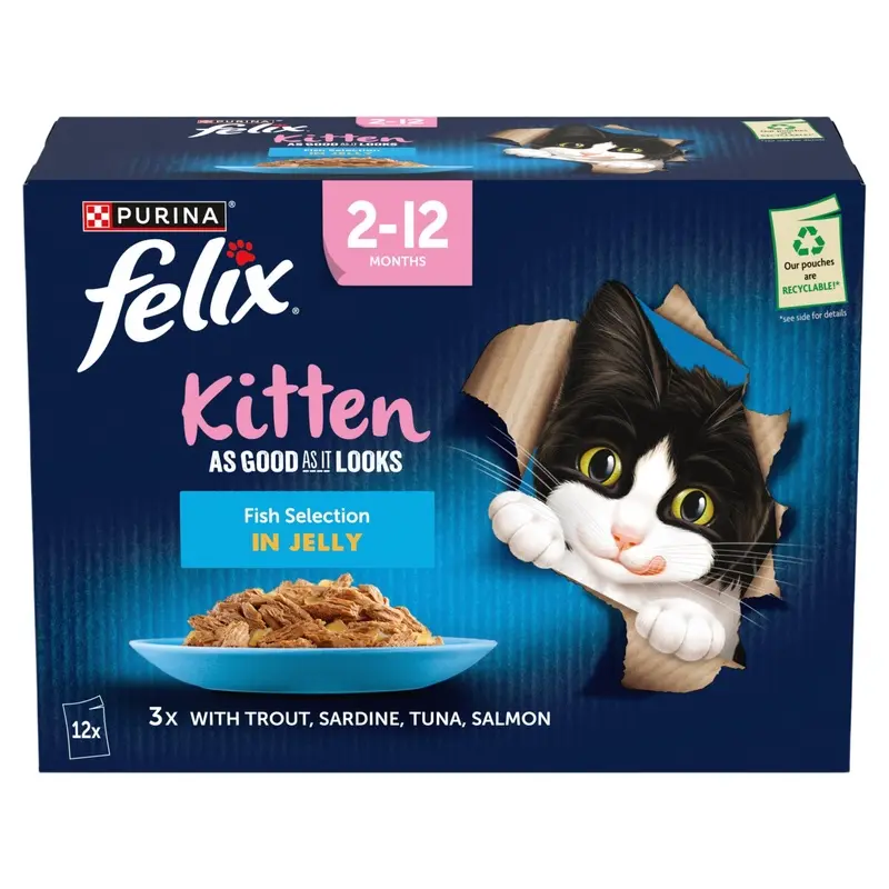 Felix As Good As It Looks Kitten Wet Food Fish Selection In Jelly 12X85G
