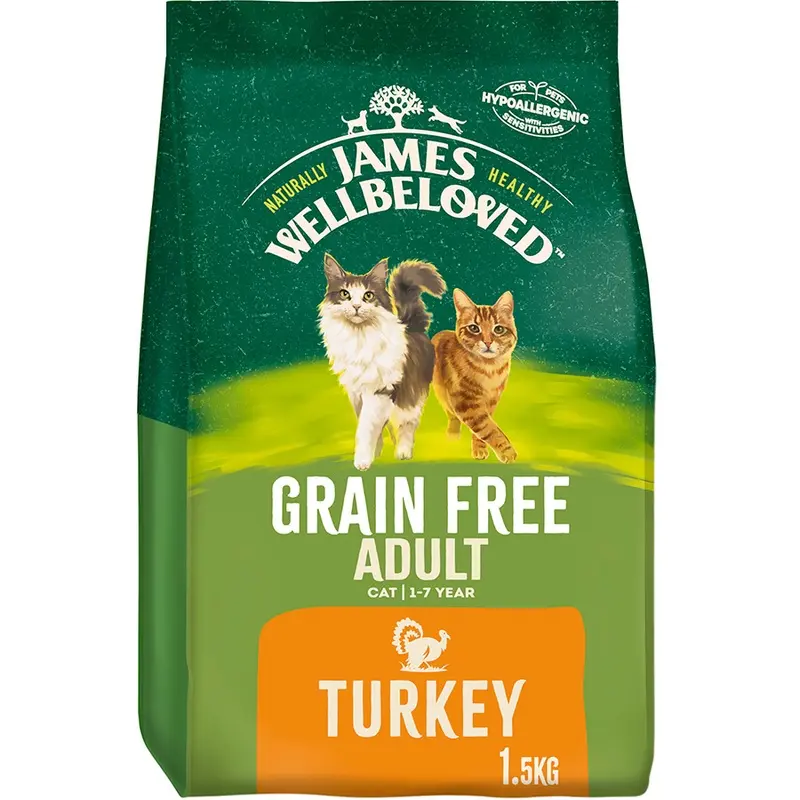 James Wellbeloved Grain Free Dry Adult Cat Food Turkey 1.5Kg