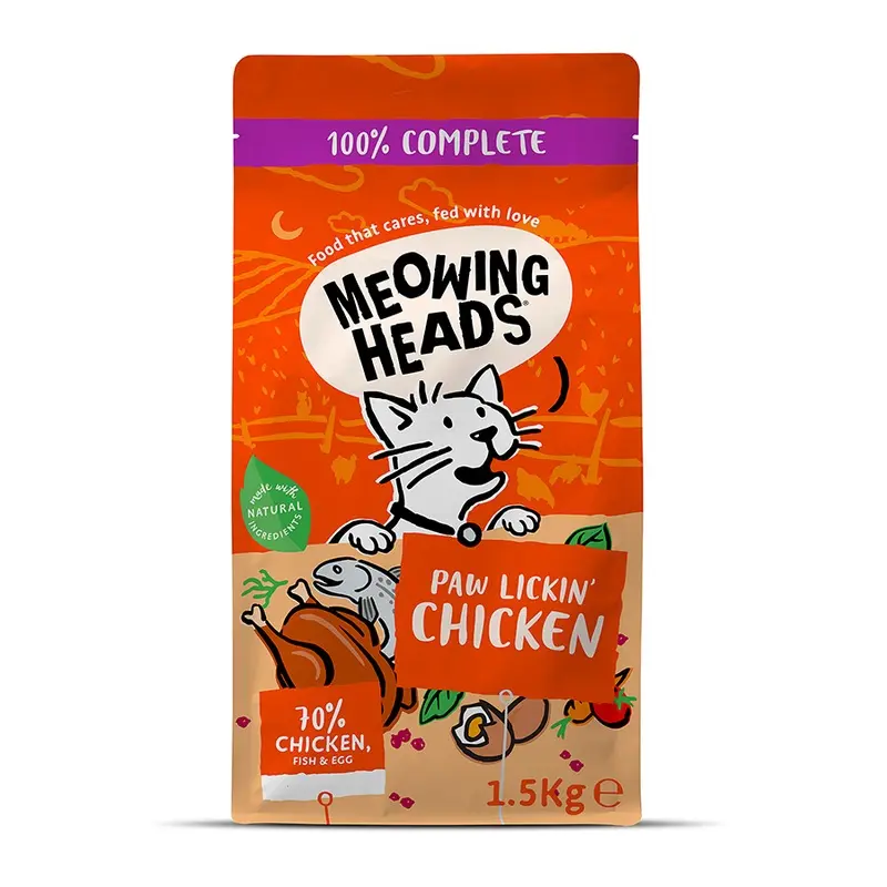 Meowing Heads Paw Lickin Dry Adult Cat Food Chicken 1.5Kg