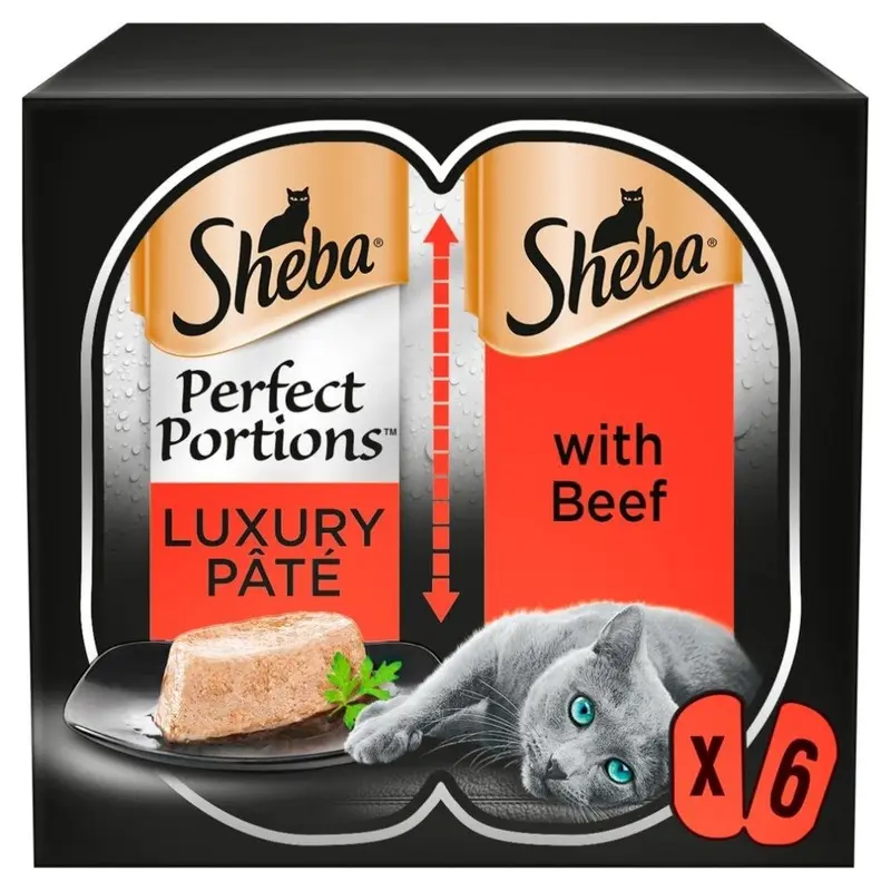 Sheba X 37.5G Perfect Portions Luxury Adult Wet Cat Food Trays Beef In Loaf Size 48