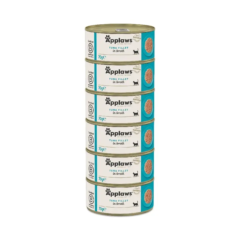 Applaws Natural Wet Adult Cat Food Tuna Fillet In Broth 6X70G Tins