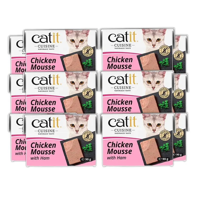 Catit Cuisine Wet Adult Cat Food Chicken Mousse With Ham 12 X 90G