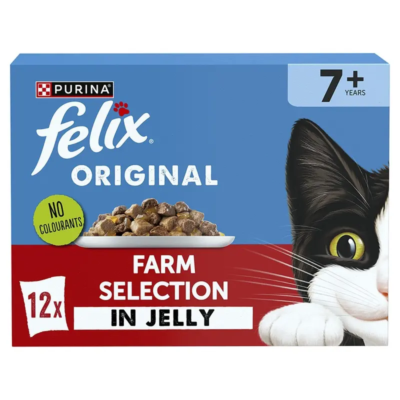 Felix Original Senior 7+ Wet Cat Food Farm Selection In Jelly 12 X 85G