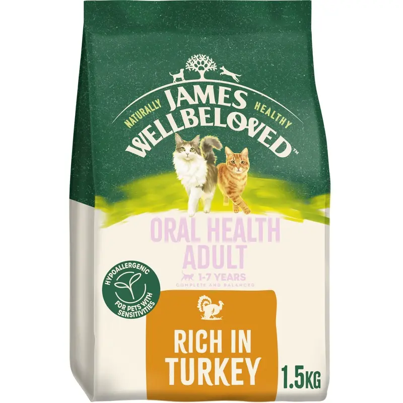 James Wellbeloved Oral Care Adult Dry Cat Food Turkey 1.5Kg