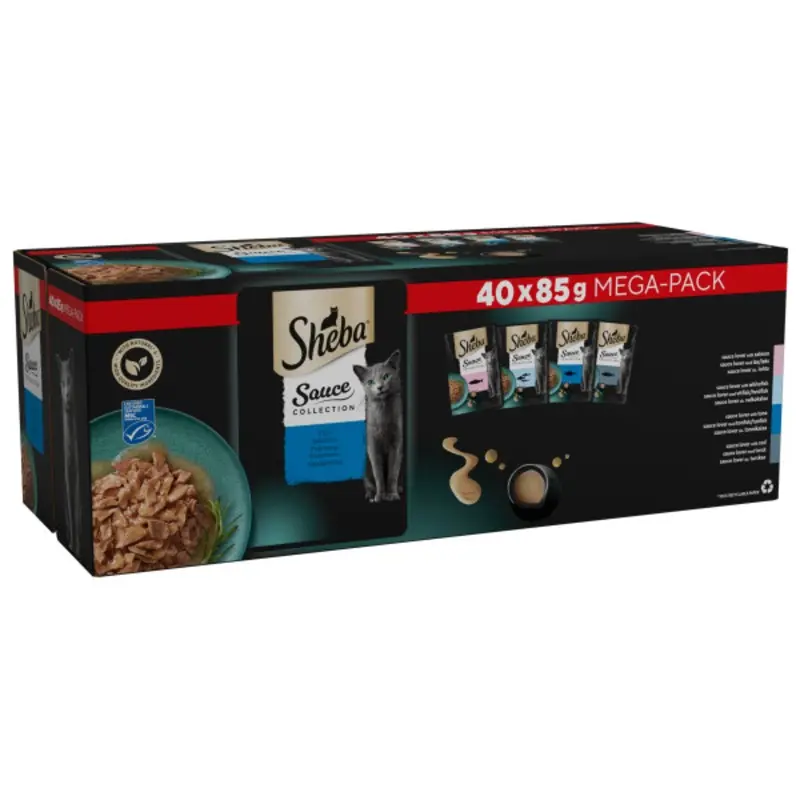 Sheba Pouches Sauce Collection 40 X 85G - Fish Selection In Gravy (40 X 85G)