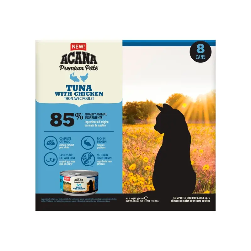 Acana Premium Pate Adult Wet Cat Food Tuna & Chicken 8 X 85G