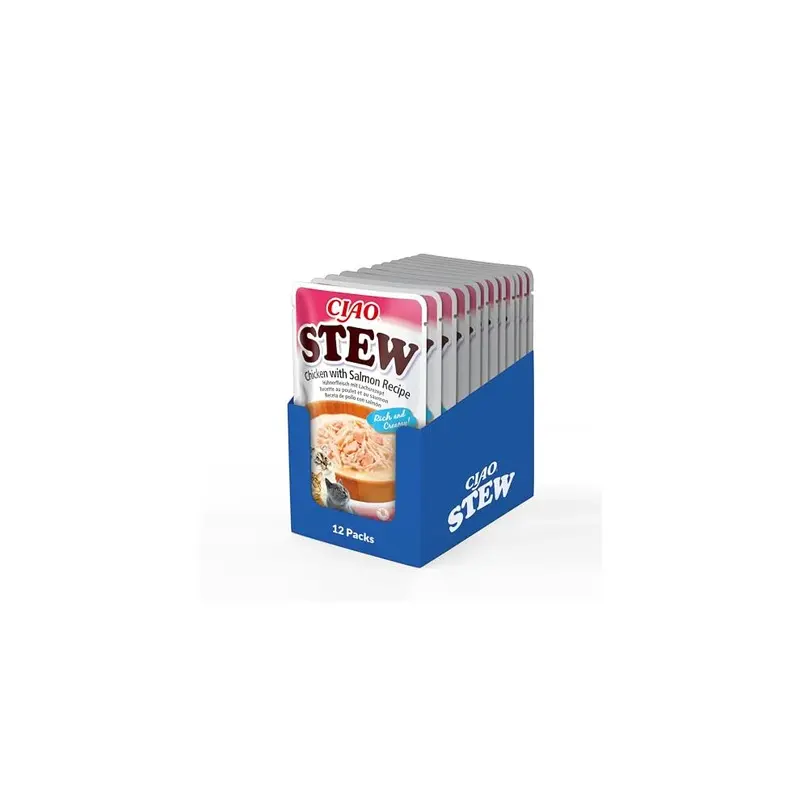 Inaba Salmon Ciao Stew Wet Cat Food - Chicken & - Packs Size 12