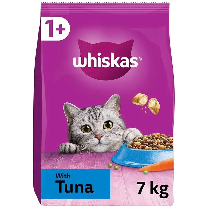 Whiskas 1+ Tuna 7Kg Bag, Adult Cat Dry Food - Pack May Vary Size 1