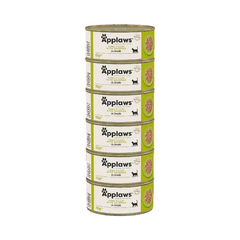 Applaws Natural Wet Adult Cat Food Tuna With Seaweed In Broth 6X156G Tins