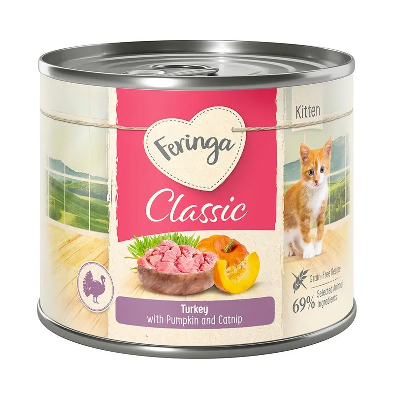 Feringa Classic Meat Menu Kitten 6 X 200G - Turkey With Pumpkin & Catnip
