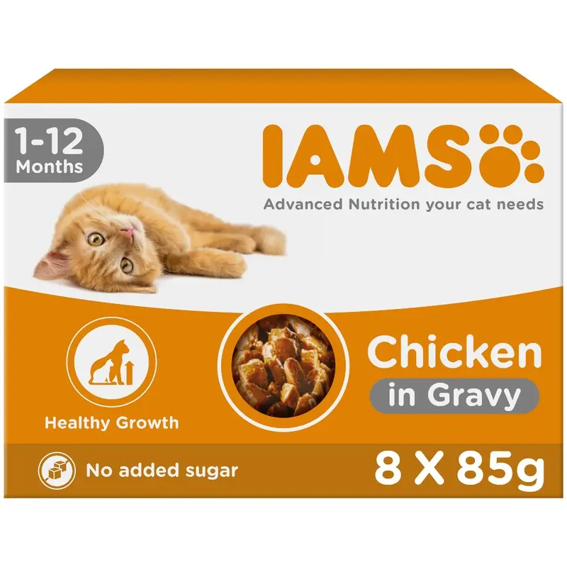 Iams Delights Wet Kitten Food Chicken In Gravy 8 X 85G Pouch
