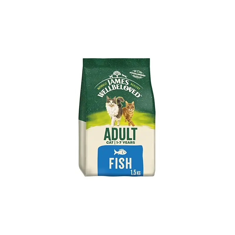 New James Wellbeloved Adult Fish 1.5 Kg Bag, Hypoallergenic Dry Cat Food 401865 1.5Kg