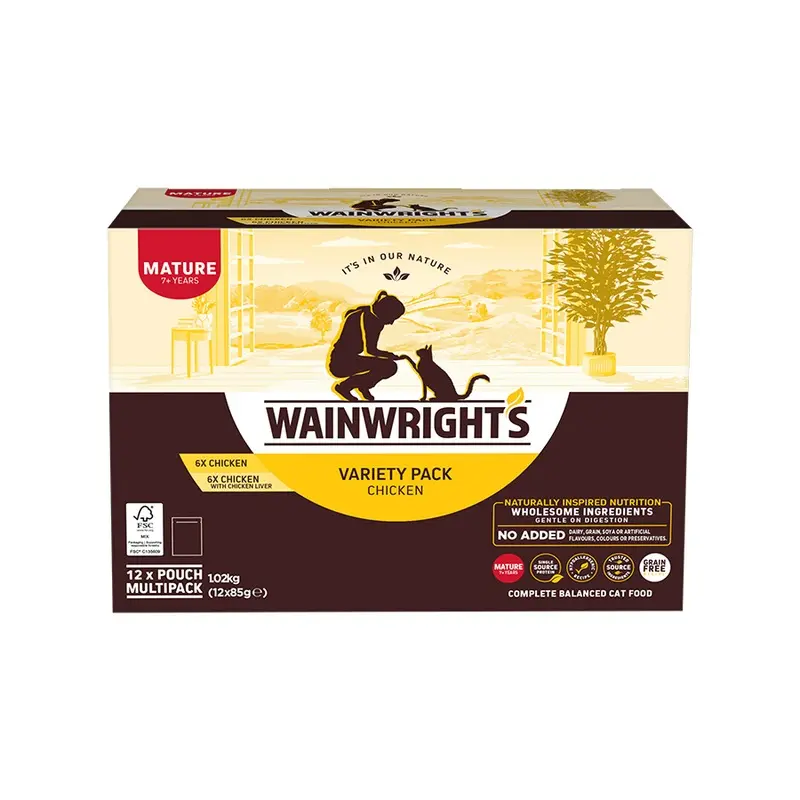 Wainwrights Grain Free Wet Mature Cat Food Variety Pack Chicken 12 X 85G