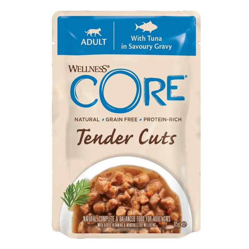Wellness Core Grain/White Cat Tender Cuts With Tuna In Savoury Gravy 85G