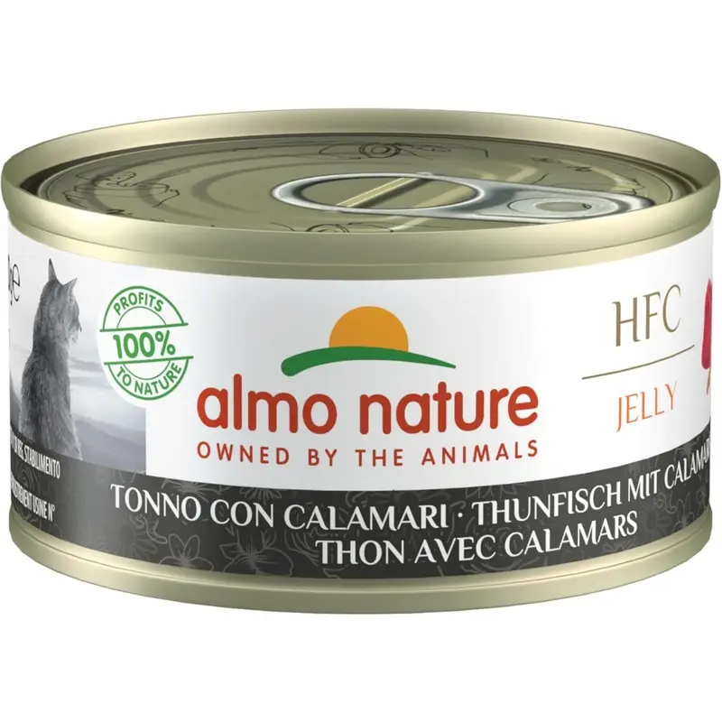 Almo Nature Hfc Jelly Wet Cat Food With Tuna & Squids (Pack Of X 70G Tins) Size 24